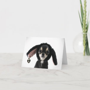 Big Eyed Chihuahua With Bunny Ears Card