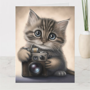 BIG EYED CUTE KITTEN CAT BIRTHDAY Card