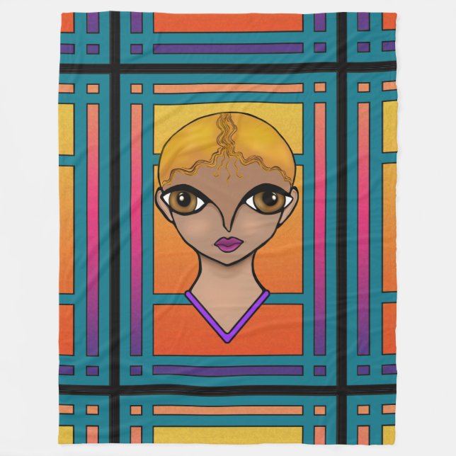 Big Eyed Girl Fleece Blanket (Front)