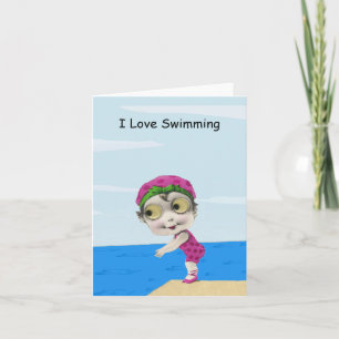 Big Eyed Girl Swimmer Note Card
