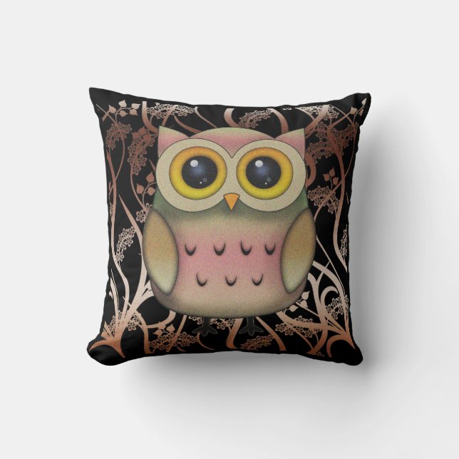 Big Eyed Owl Throw Pillow (Front)