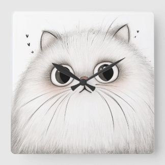 Big-Eyed Persian Cat Wall Clock