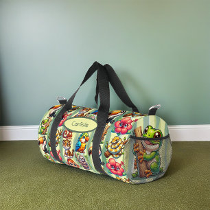 Big Eyed Rainforest Cartoon Friends Duffle Bag