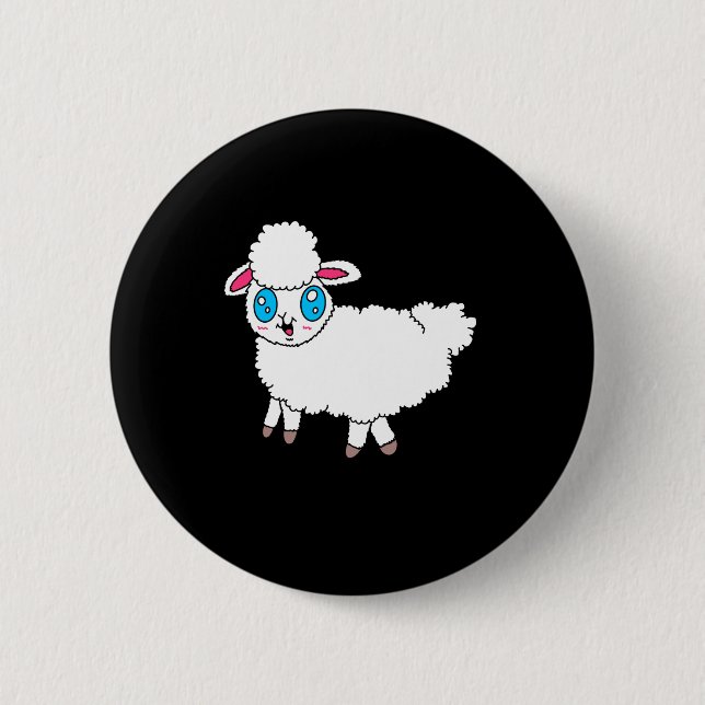 Big Eyed Sheep  2 Inch Round Button (Front)