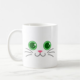 Big Eyed White Cat Mug