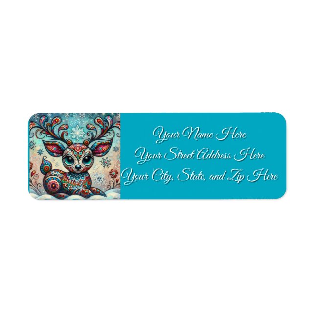 Big Eyes Christmas Reindeer Return Address (Front)