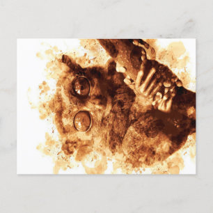 Big Eyes Monkey Coffee Art_633c3e6ae98b6de43e0a6dc Holiday Postcard