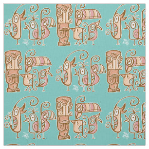 Big Eyes Tiki with birds Fabric