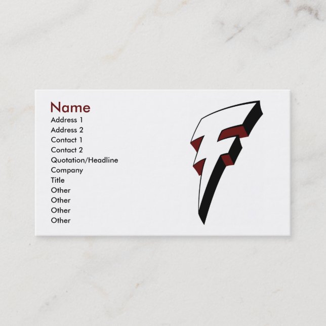 Big F Lightning Bolt Profile Card Template | Zazzle