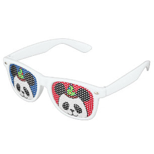 Big Face Panda Cartoon Birthday Retro Sunglasses