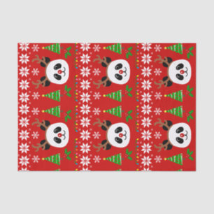 Big Face Panda Cartoon Christmas Antlers Tissue Paper