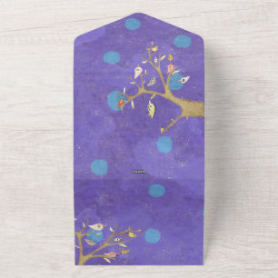 Big family tree birds yute effect texture all in o one invitation