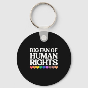 Big fan of human rights - retro rainbow hearts  keychain