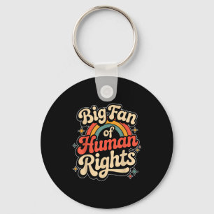 Big fan of human rights - retro rainbow keychain