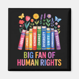Big fan of human rights vintage floral rainbow magnet
