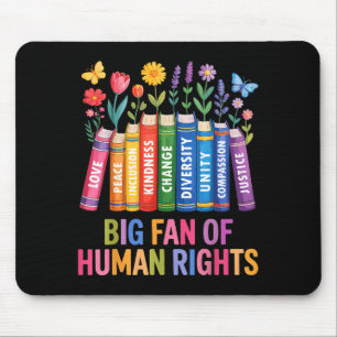 Big fan of human rights vintage floral rainbow mouse pad