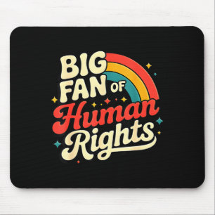 Big fan of human rights vintage rainbow social mouse pad