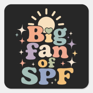 Big Fan of SPF Summer Sun Protection Square Sticker