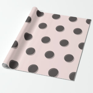 Big Fat Black Polka Dots Pattern On Pink Wedding Wrapping Paper