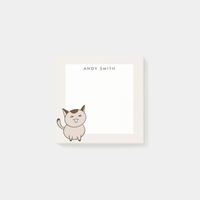 Big Fat Brown Cat Personalized Post-it Notes (Front)