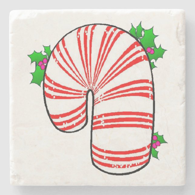 Big Fat Candy Cane Stone Coaster (Front)