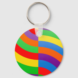BIG FAT RAINBOW STRIPES CIRCLES  KEYCHAIN