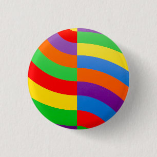 BIG FAT RAINBOW STRIPES CIRCLES PAPER 1 INCH ROUND BUTTON