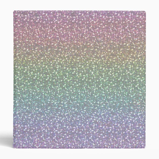 Big Faux Glitter Sparkles Shiny Rainbow Pearl Binder (Front)