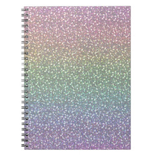 Big Faux Glitter Sparkles Shiny Rainbow Pearl Notebook