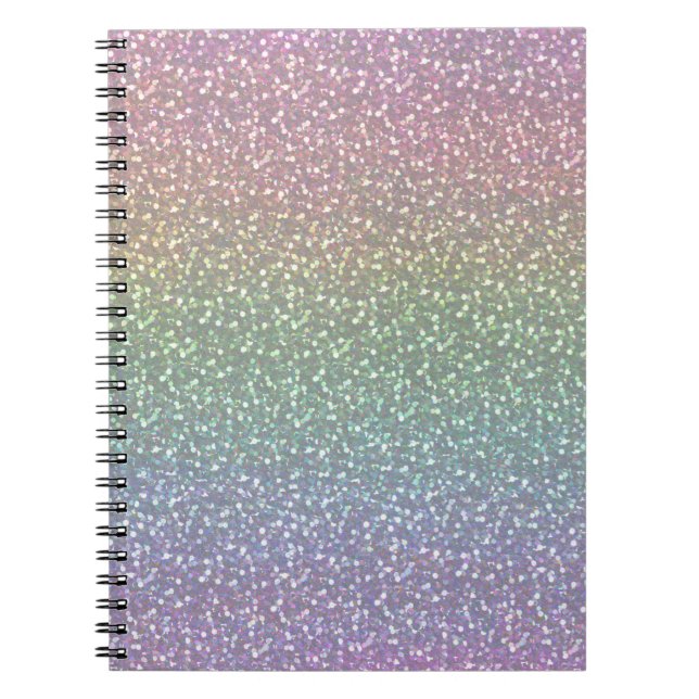 Big Faux Glitter Sparkles Shiny Rainbow Pearl Notebook (Front)
