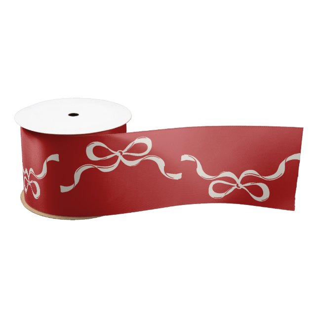 Big Festive Bows RED Christmas Holiday Satin Ribbon (Spool)