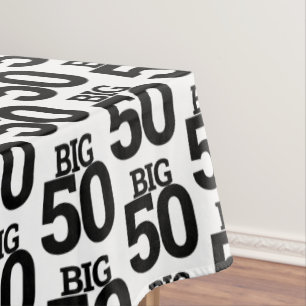 Big Fifty in Large Lettering BIG 50 50th Birthday Tablecloth