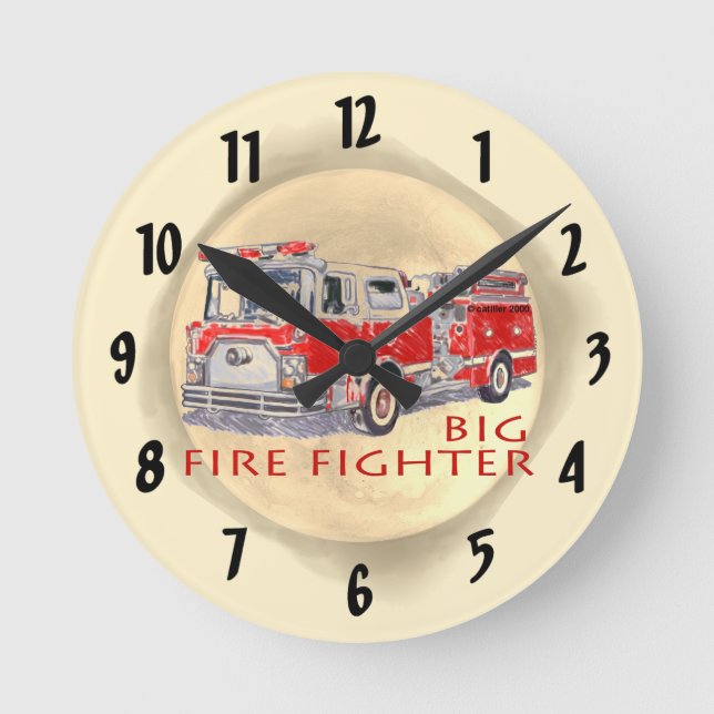 Big Firetruck Firefighter Clock (Front)