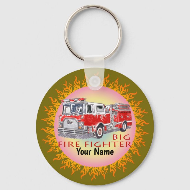 Big Firetruck firefighter  Keychain (Front)