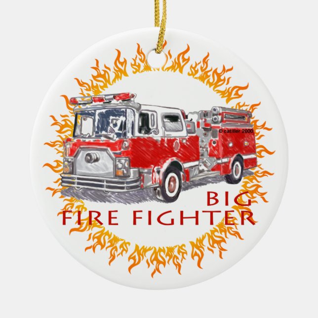 Big Firetruck Firefighter ornament (Front)