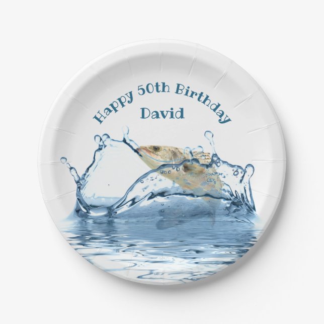 big fish 50th birthday party paper plate (Front)