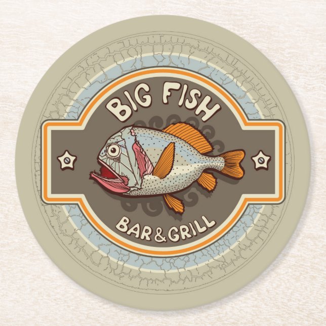 Big Fish Bar And Grill Poster Round Paper Coaster (Front)