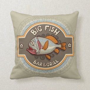 Big Fish Bar And Grill Poster Throw Pillow