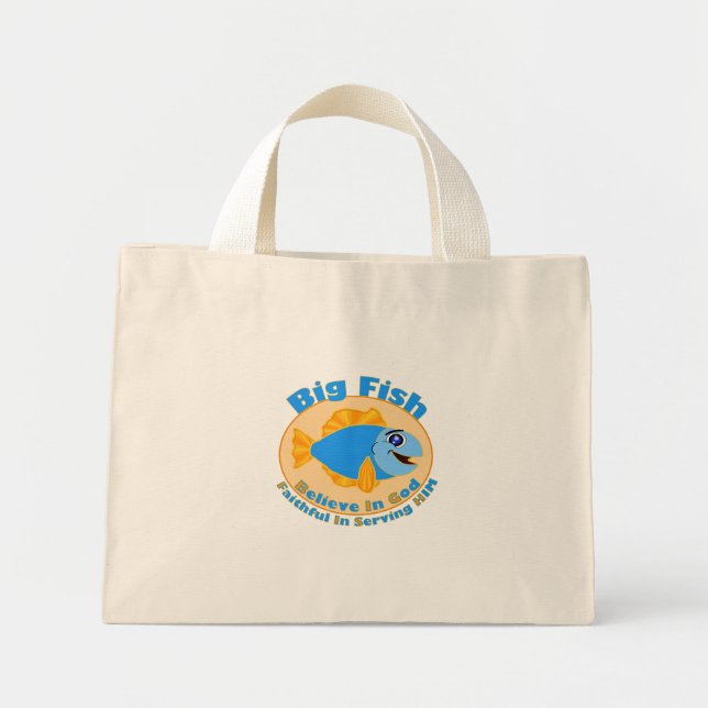 Big Fish Believe in God Mini Tote Bag (Front)