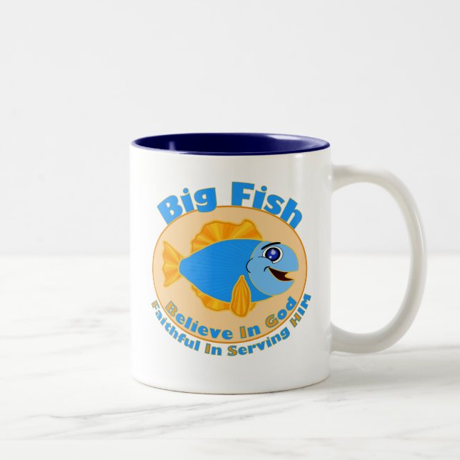 Big Fish Believe in God Two-Tone Coffee Mug (Right)