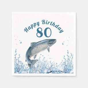 Big Fish In Water 80th Birthday Party Napkins