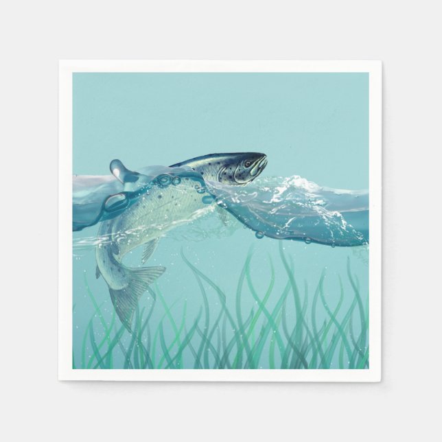 Big Fish in Water Birthday  Napkin (Front)