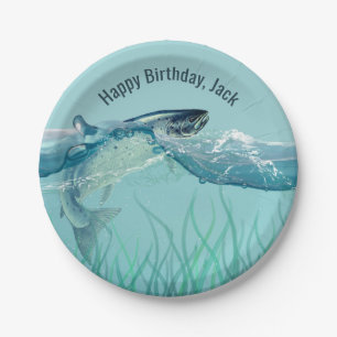 Big Fish in Water Birthday Paper Plate