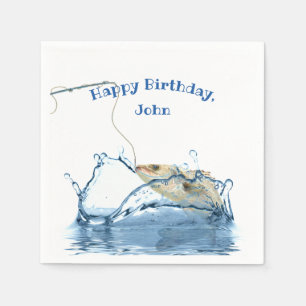 big fish in water birthday party napkin
