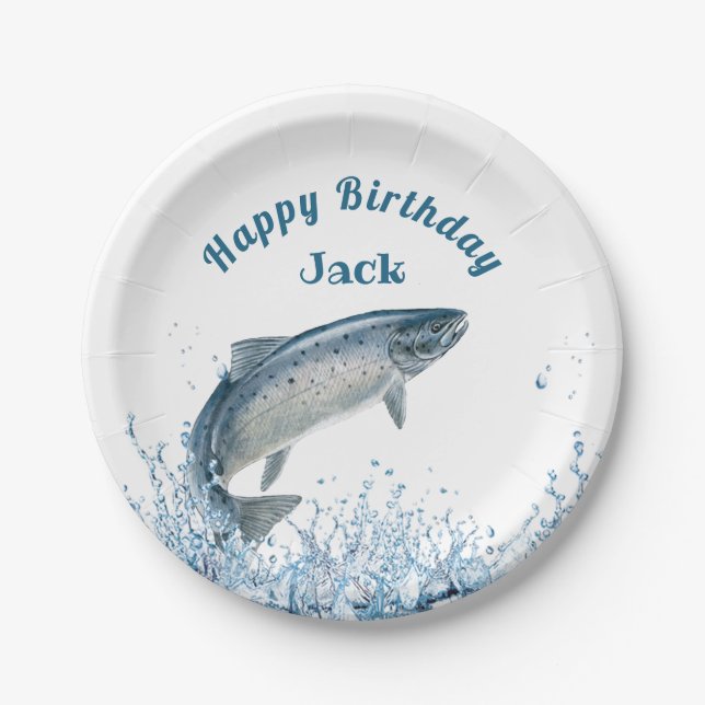 Big Fish In Water Birthday Party Paper Plate (Front)