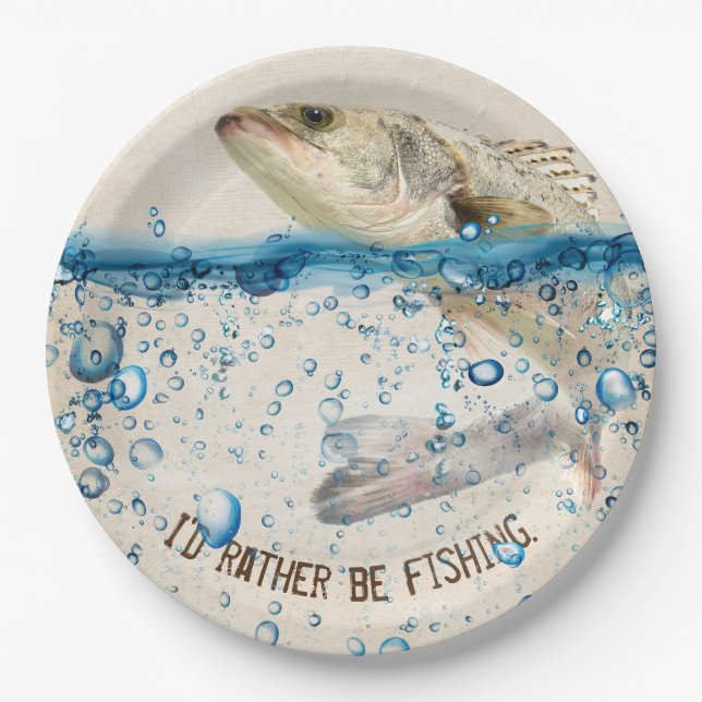 big fish jumping out of water paper plate (Front)