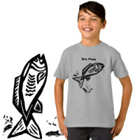 Big Fish Primitive Art Black Line Drawing