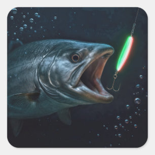 Big Fish with Neon Lure Square Sticker
