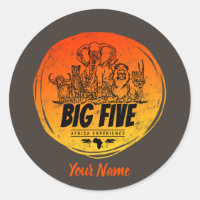 Big Five of Africa Safari Vintage Elephant, Lion