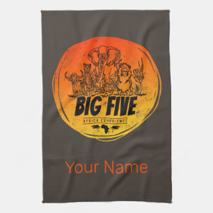 Big Five of Africa Safari Vintage Elephant, Lion Kitchen Towel